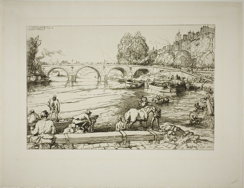 The Watering Place at the Pont Marie by Louis Auguste Lepère