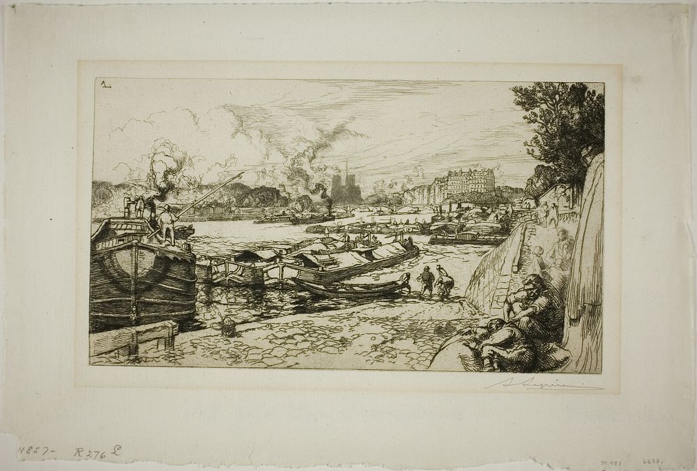 The Seine at the Mouth of the Canal Saint-Martin by Louis Auguste Lepère