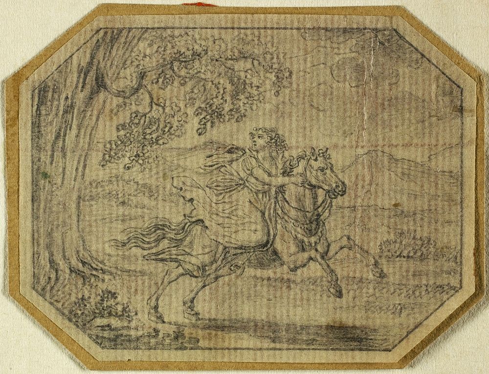 Young Woman on Galloping Horse by Johann August Rossmassler