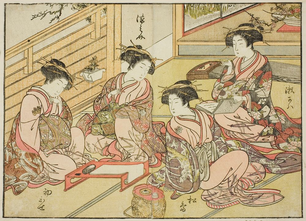 Courtesans of the Matsubaya, from the book "Mirror of Beautiful Women of the Pleasure Quarters (Seiro bijin awase sugata…