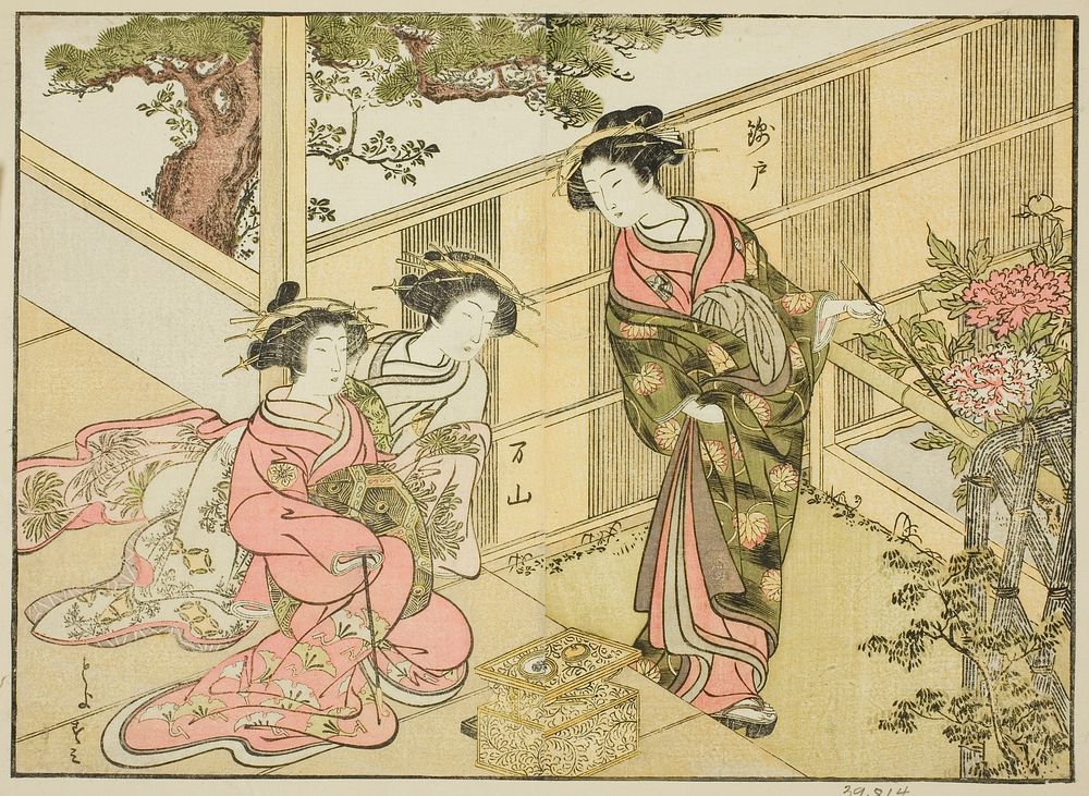Courtesans of the Chojiya, from the book "A Comparison of Beauties of the Green Houses: A Mirror of Their Forms (Seiro bijin…