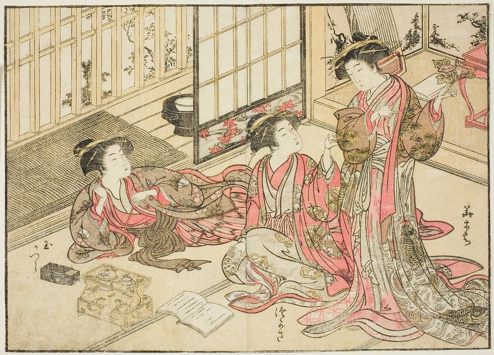 Courtesans of Kado Daikokuya, from the book "Mirror of Beautiful Women of the Pleasure Quarters (Seiro bijin awase sugata…