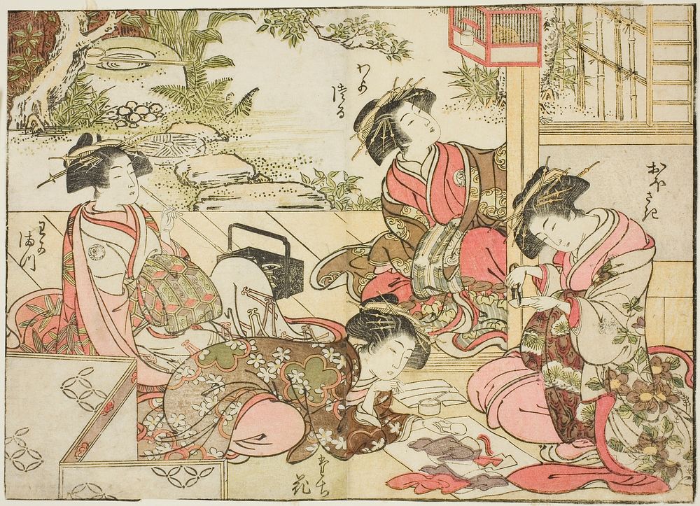 Courtesans of Otawaraya, from the book "Mirror of Beautiful Women of the Pleasure Quarters (Seiro bijin awase sugata…