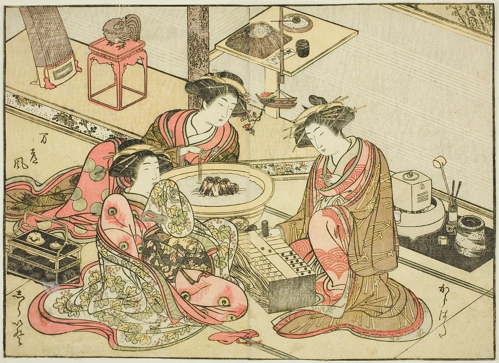 Courtesans of the Yamashiroya, from the book "Mirror of Beautiful Women of the Pleasure Quarters (Seiro bijin awase sugata…