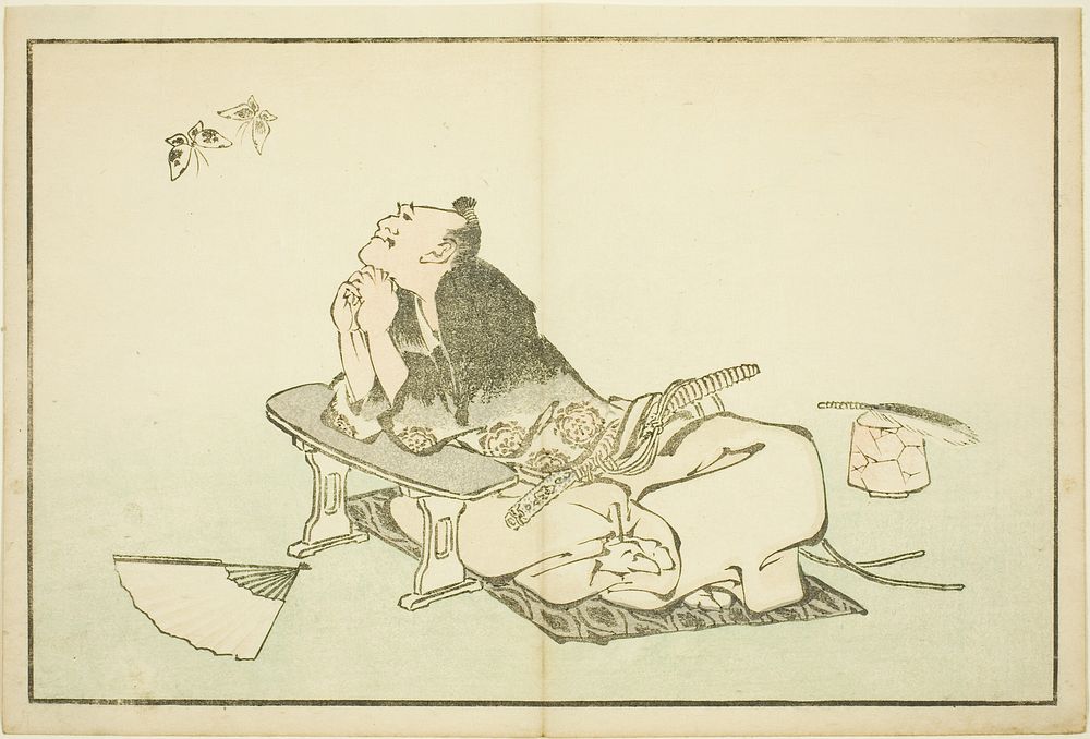 A Philosopher Watching a Pair of Butterflies, from The Picture Book of Realistic Paintings of Hokusai (Hokusai shashin gafu)…