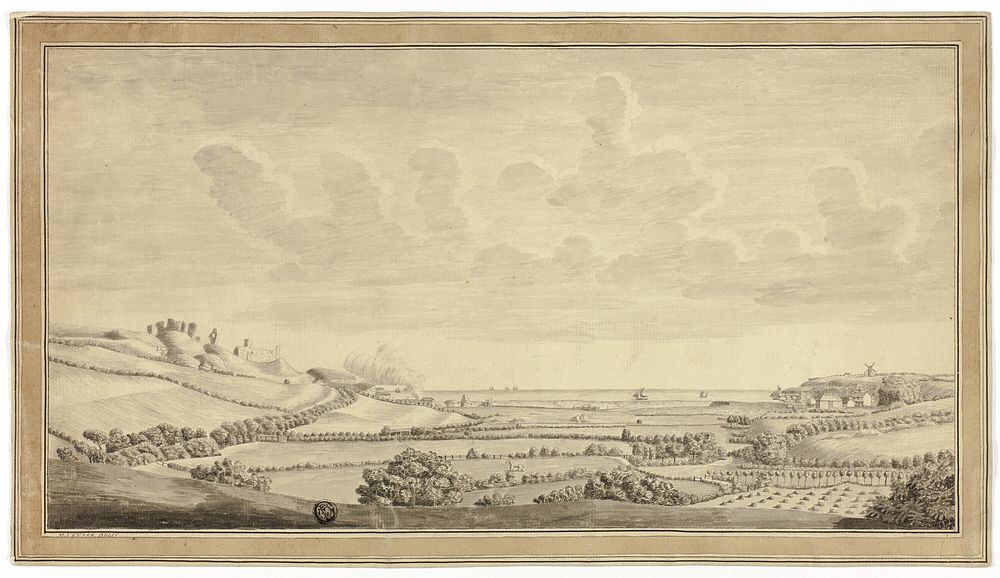 View of Farm Land Near the Sea by M. Venner