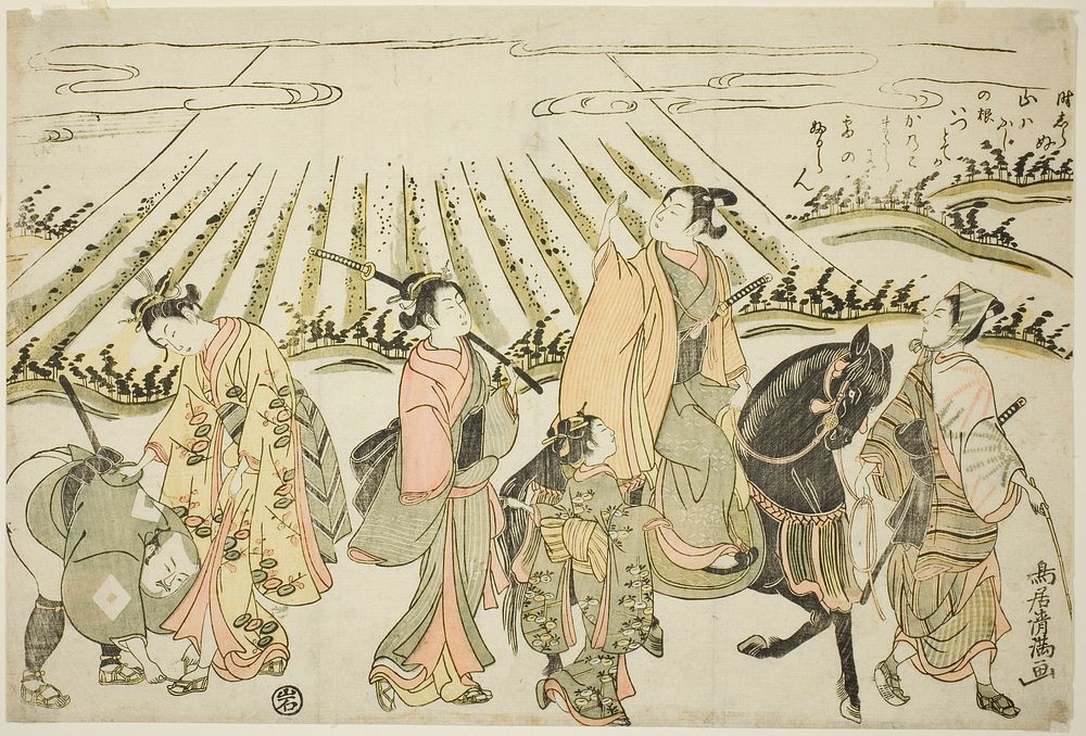 A parody of Narihira's eastern journey by Torii Kiyomitsu I