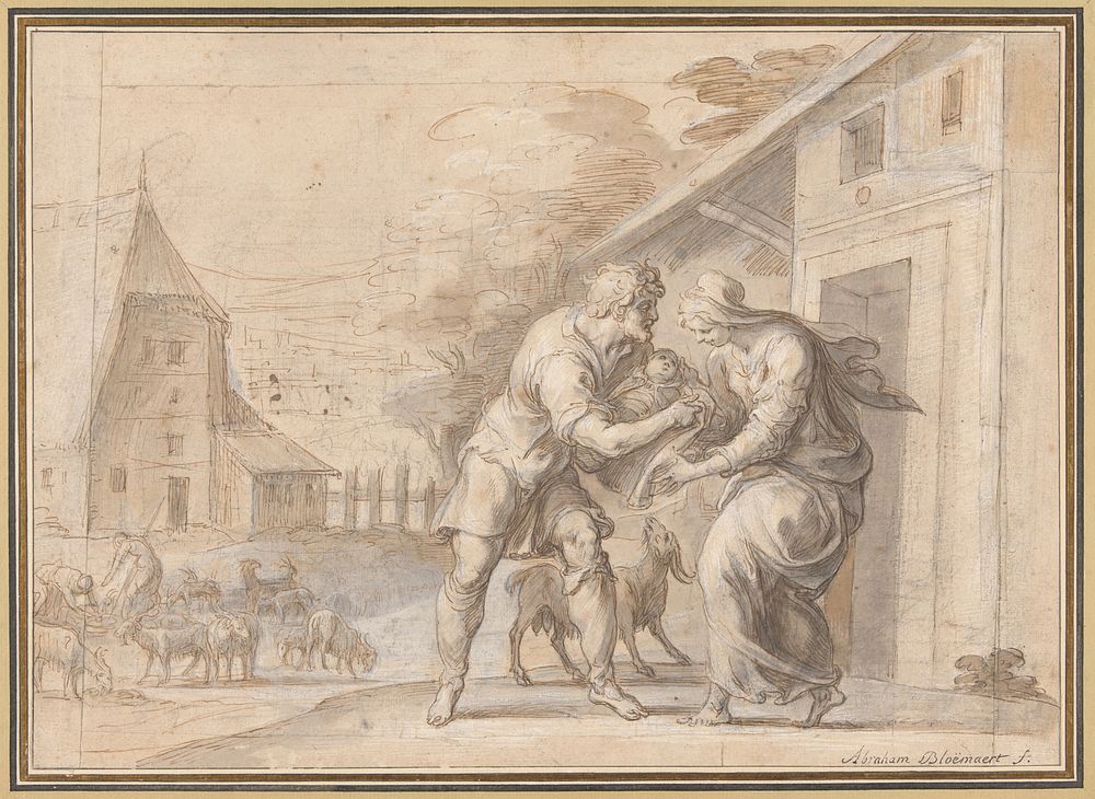 The Goatherd Lamon Handing the Infant Daphnis to His Wife Myrtele by Ambroise Dubois