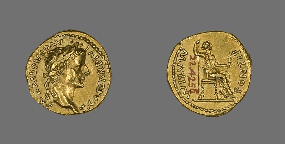 Aureus (Coin) Portraying Emperor Tiberius by Ancient Roman