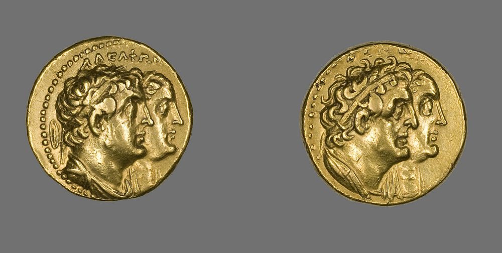 Tetradrachm (Coin) Portraying King Ptolemy II Philadelphos and Queen Arsinoe II by Ancient Greek