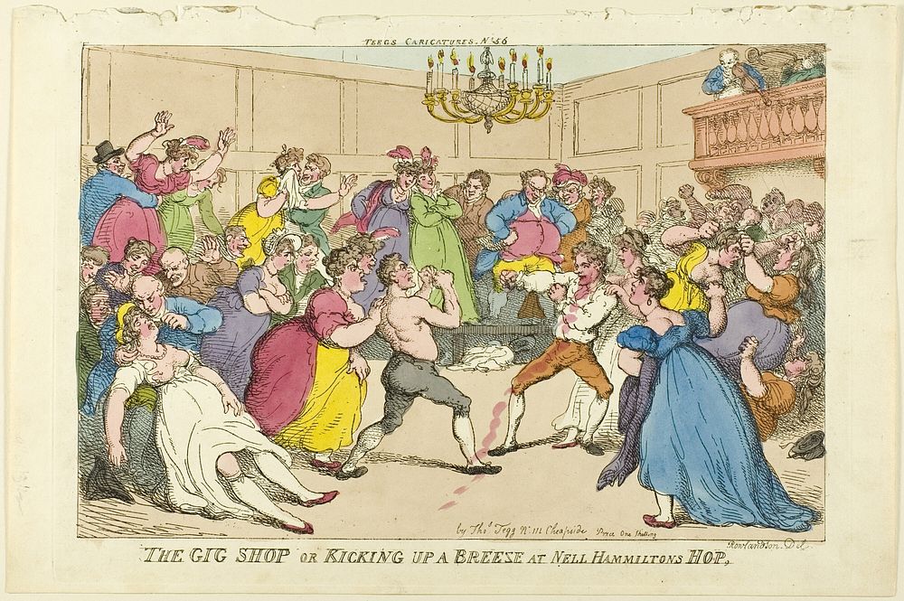 The Gig Shop or Kicking up a Breeze at Nell Hammiltons Hop by Thomas Rowlandson