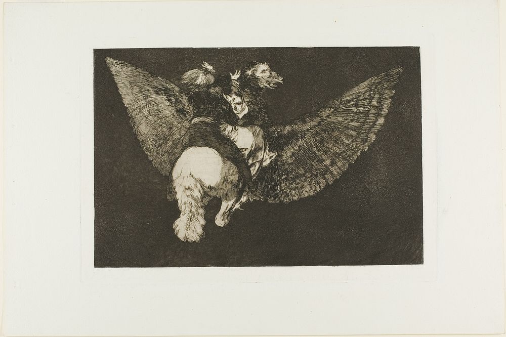 Renounce the Friend Who Covers You with His Wings and Bites You with His Beak, plate five from Los Proverbios by Francisco…