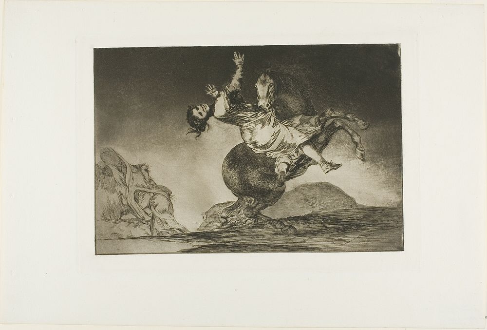 A Woman and a Horse, Let Someone Else Master Them, plate ten from Los Proverbios by Francisco José de Goya y Lucientes