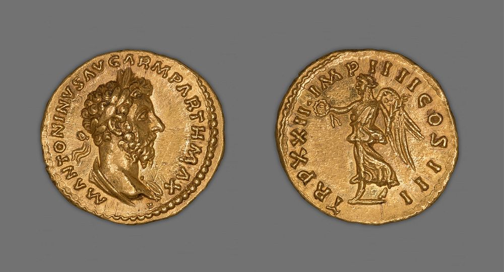 Aureus (Coin) Portraying Emperor Marcus Aurelius by Ancient Roman