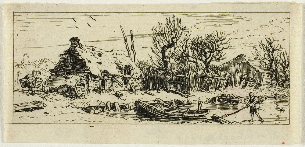 The Frozen Pond, small plate by Charles Émile Jacque