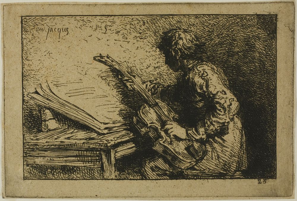 Guitar Player by Charles Émile Jacque
