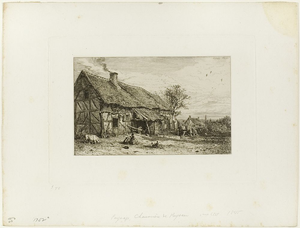 Lanscape with Peasant Dwelling by Charles Émile Jacque