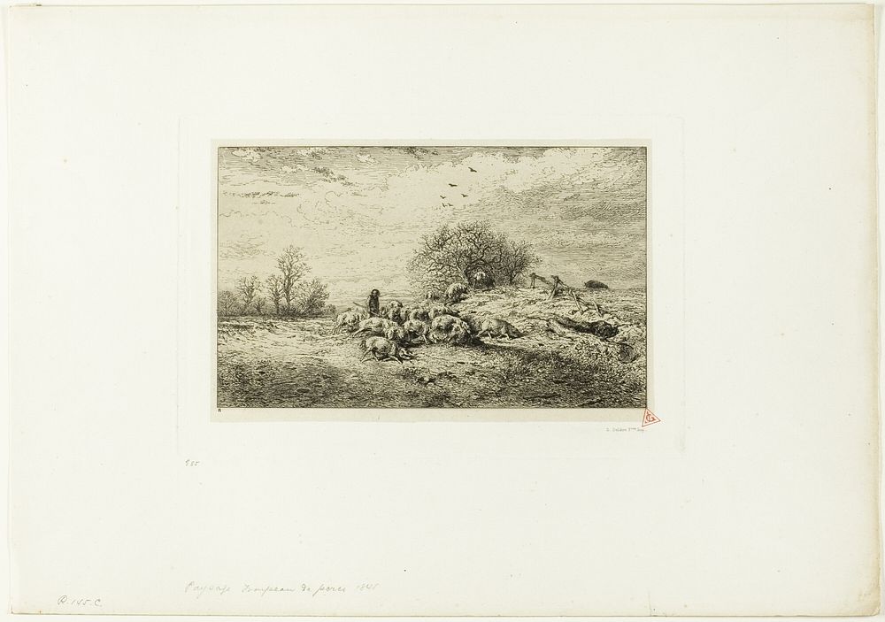 Landscape with Herd of Pigs by Charles Émile Jacque