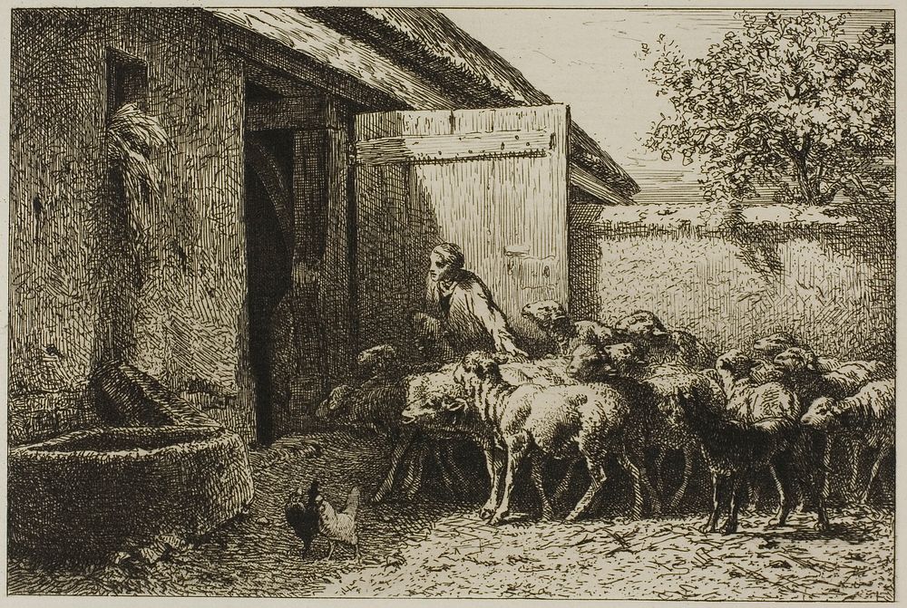 Shepherdess by Charles Émile Jacque