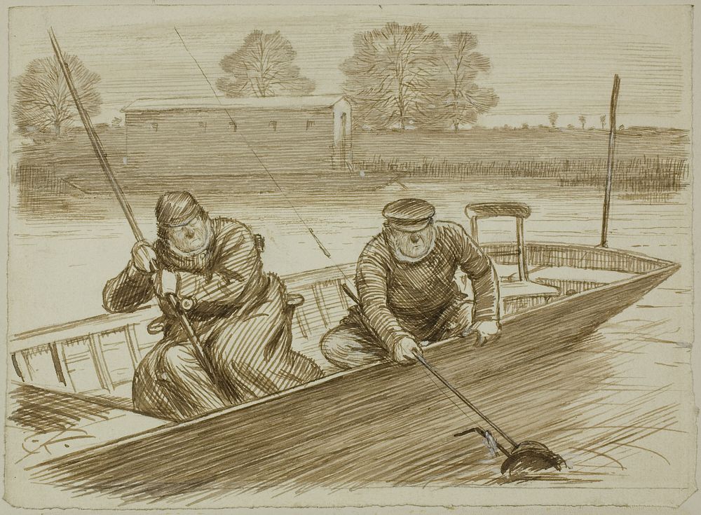 Fishing Scene by Charles Samuel Keene