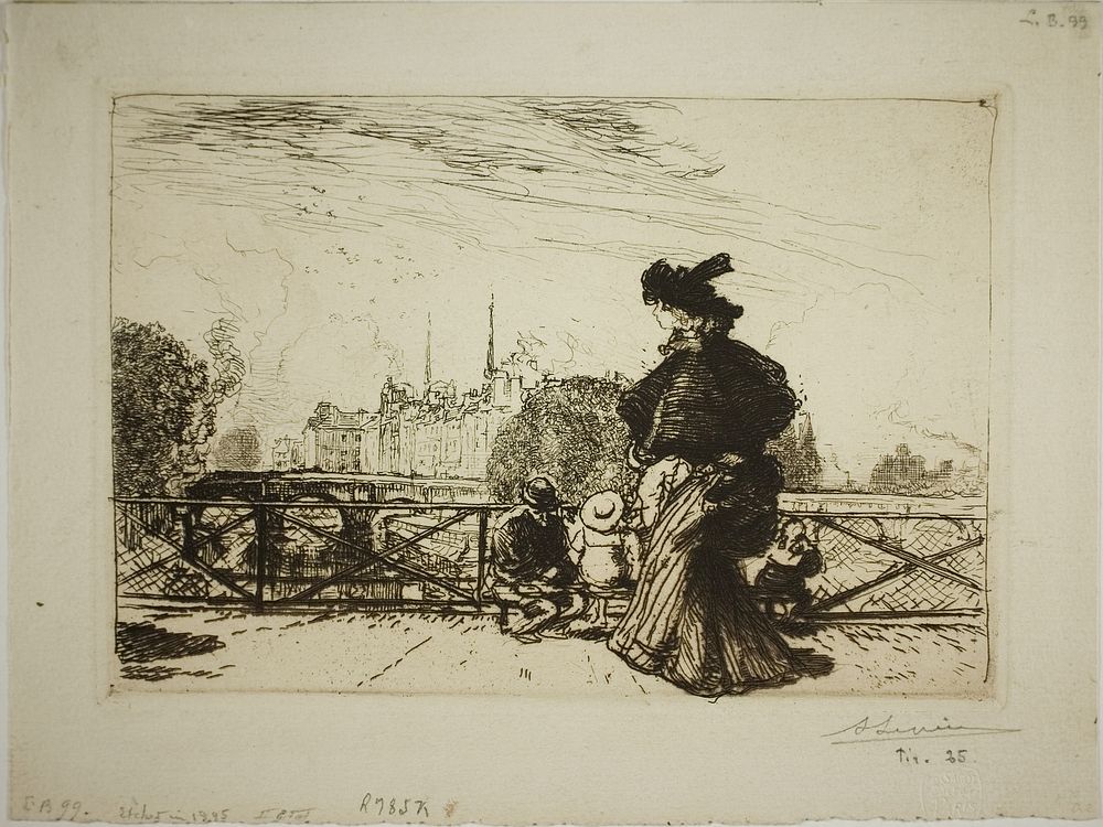 The Île de la Cité viewed from the Pont des Arts by Louis Auguste Lepère