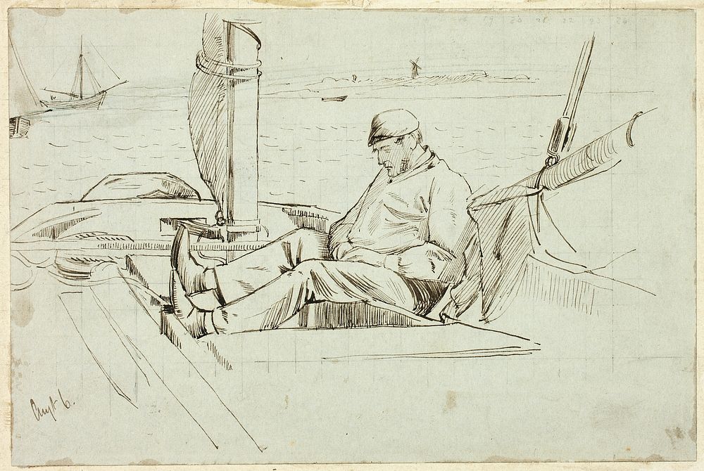 Man Seated in a Sailboat by Henry Stacy Marks