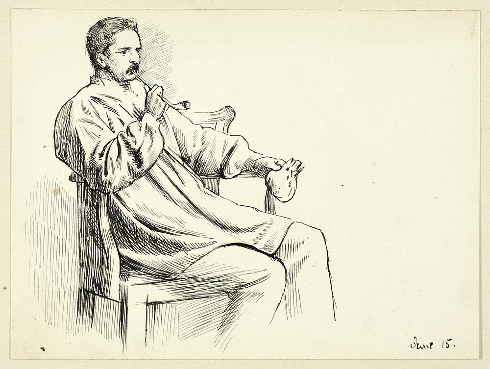 Seated Man Smoking Pipe by Henry Stacy Marks