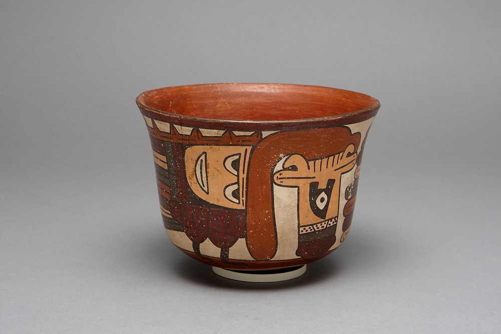 Small Cup Depicting a Costumed Ritual Performer by Nazca
