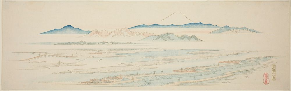 Village of Tamagawa (Tamagawa no sato), from an untitled series of famous views of the Edo suburbs by Utagawa Hiroshige