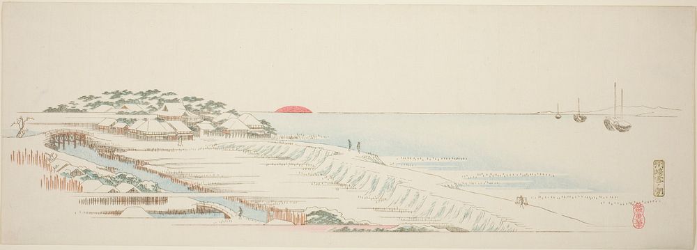 Morning Snow at Susaki (Susaki yuki no asa), from the series "Thirteen Views of the Environs of Edo" by Utagawa Hiroshige