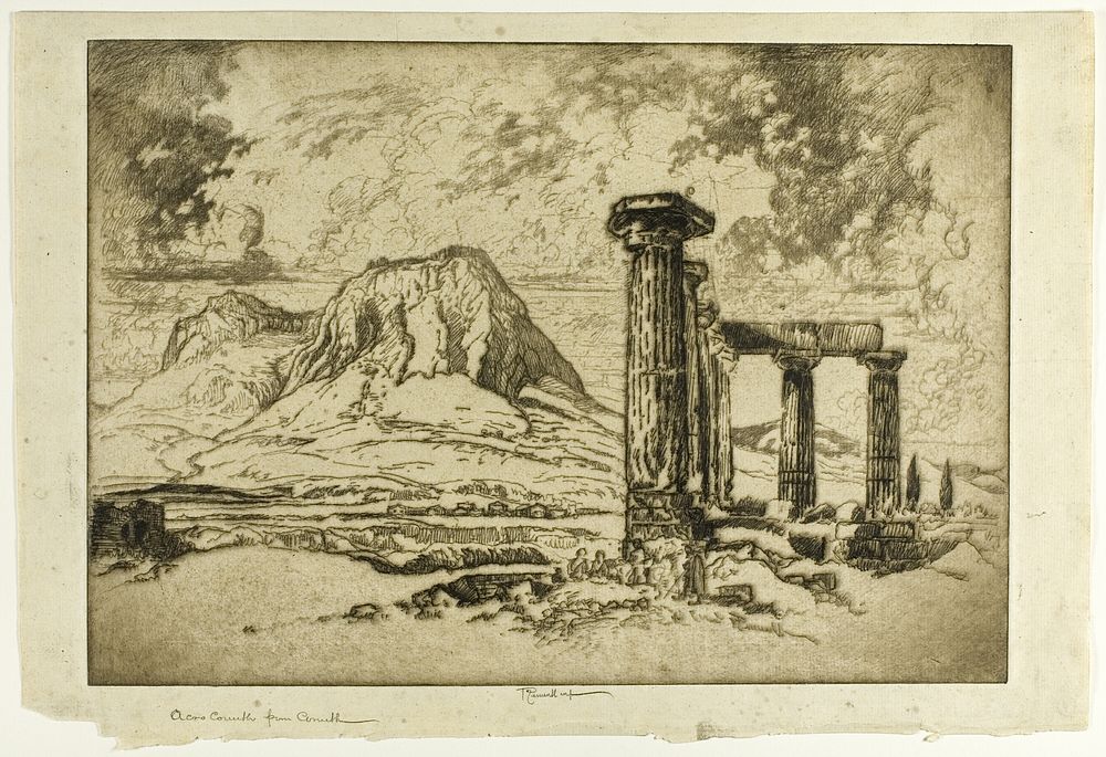 Acro-Corinth from Corinth by Joseph Pennell