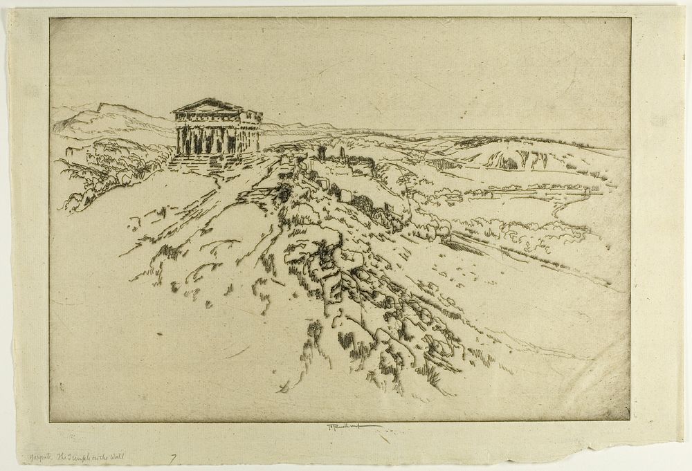 Girgenti, the Temple on the Wall by Joseph Pennell