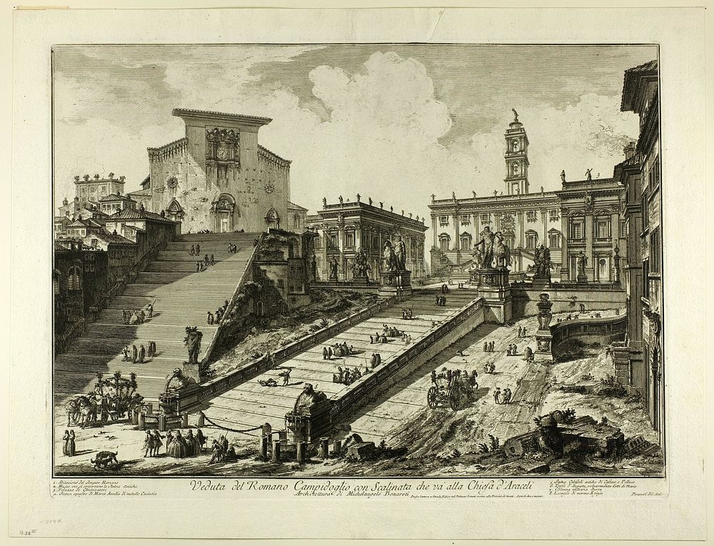 View of the Capitoline Hill with the steps to the Church of S. Maria in Aracoeli, from Views of Rome by Giovanni Battista…