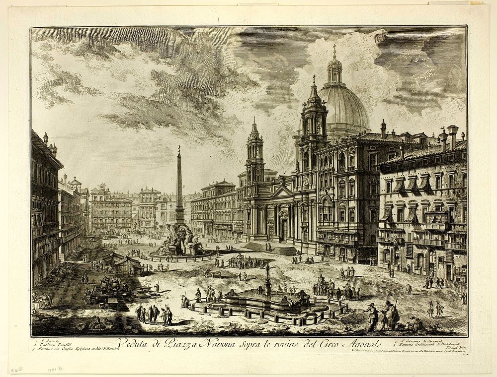 View of Piazza Navona above the ruins of the Circus of Domitian, from Views of Rome by Giovanni Battista Piranesi