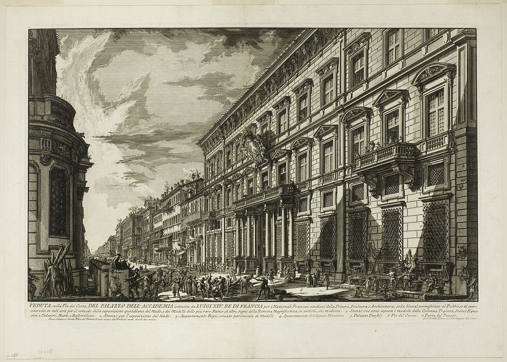 View along the Via del Corso of the Palazzo dell' Accademia established by Louis XIV, King of France for French students of…