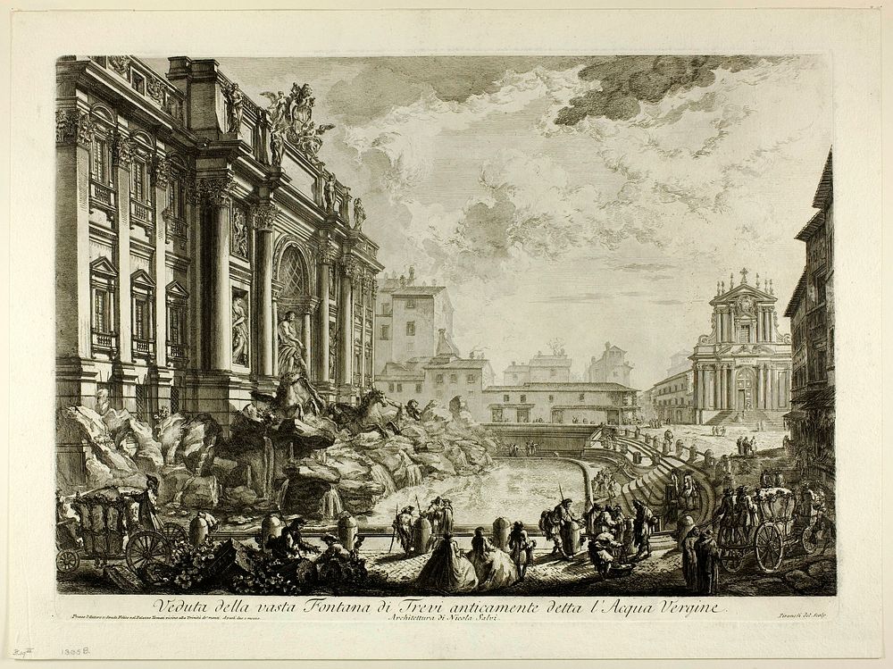 View of the large Trevi Fountain formerly called the Acqua Vergine, from Views of Rome by Giovanni Battista Piranesi