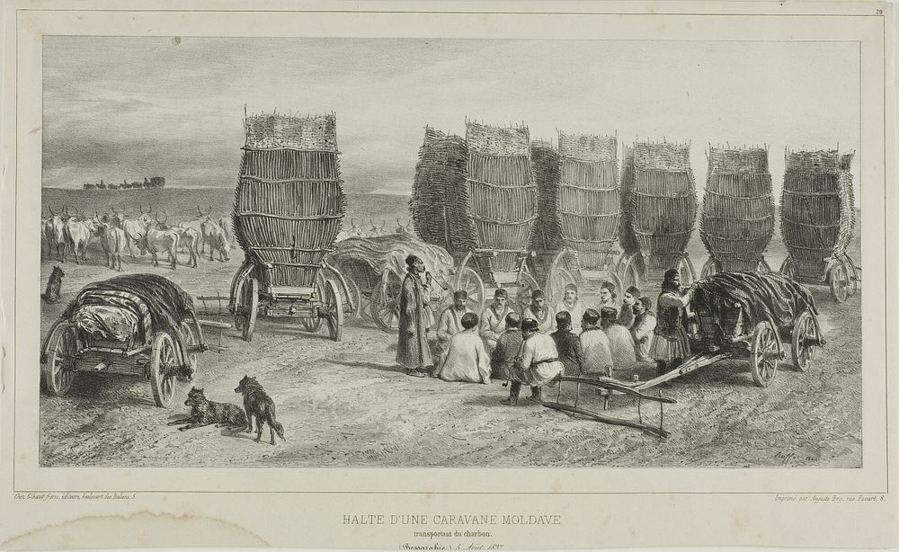 Halting Place of a Moldavian Caravan Transporting Coal, Bessarabia, August 5, 1837 by Denis Auguste Marie Raffet