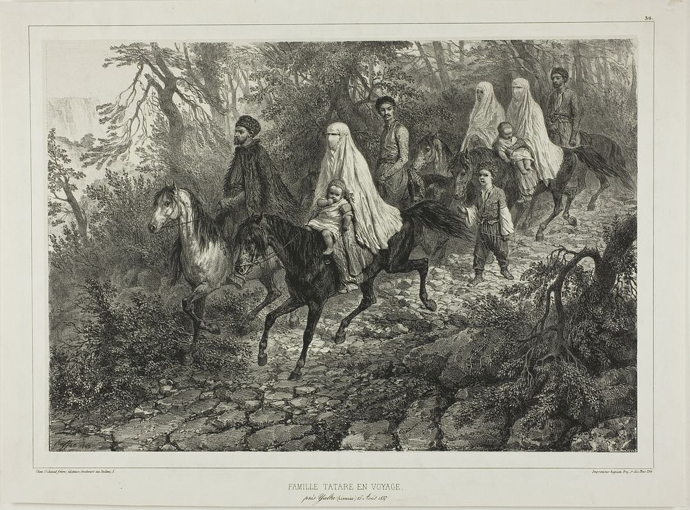 Traveling Tartar Family, Near Yalta, Crimea, August 15, 1837 by Denis Auguste Marie Raffet