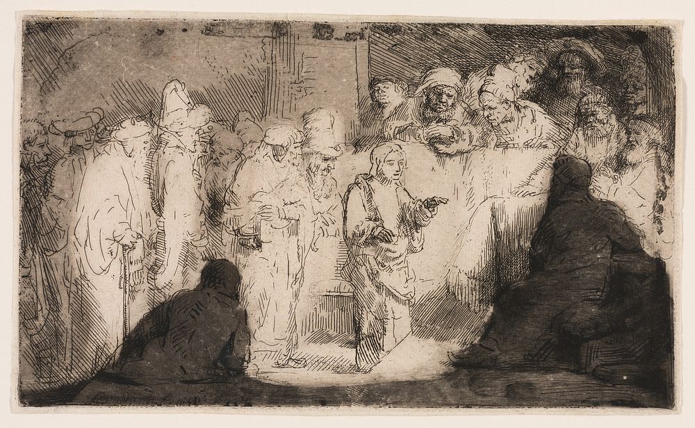 Christ Disputing with the Doctors: A Sketch by Rembrandt van Rijn