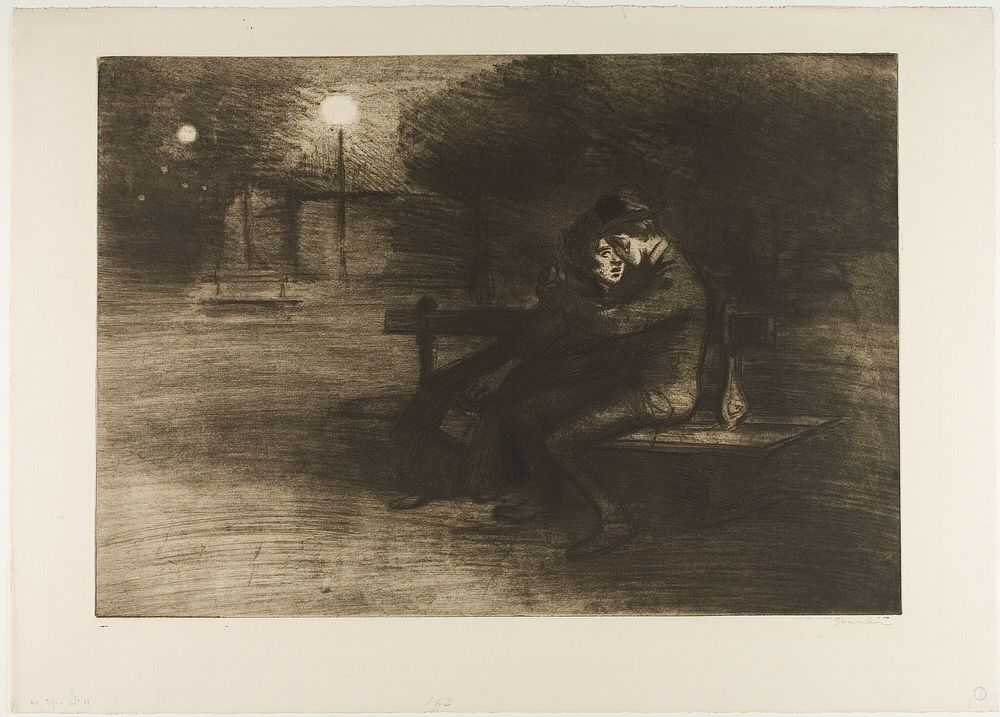 Lovers on a Bench by Théophile-Alexandre Pierre Steinlen