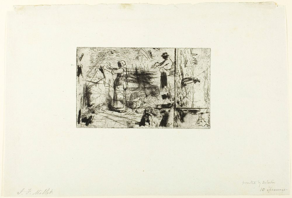 Sketches of Three Subjects by Jean François Millet