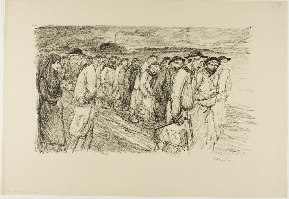 Coming out of the mine by Théophile-Alexandre Pierre Steinlen