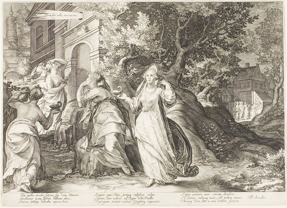 Plate Five, from Five Wise and Five Foolish Virgins by Jan Saenredam