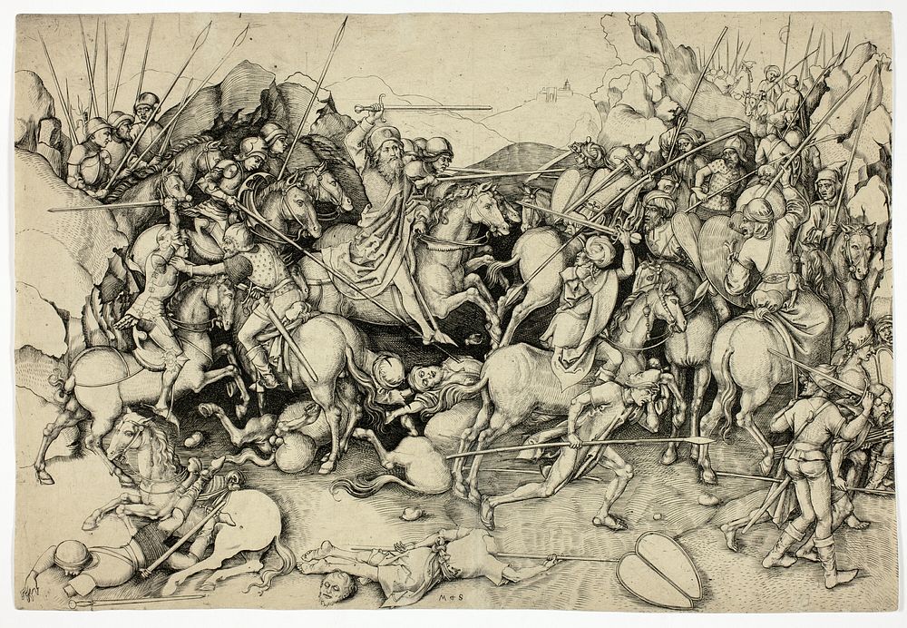 The Battle of St. James The Greater at Clavijo by School of Martin Schongauer