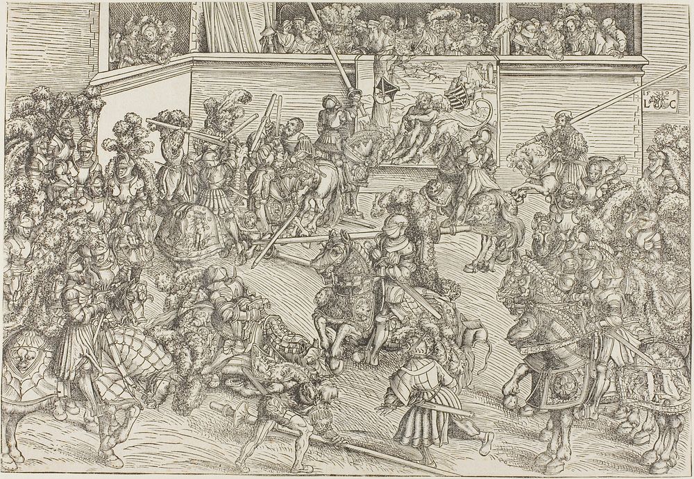 The Second Tournament with a Tapestry Showing Samson and the Lion by Lucas Cranach, the Elder