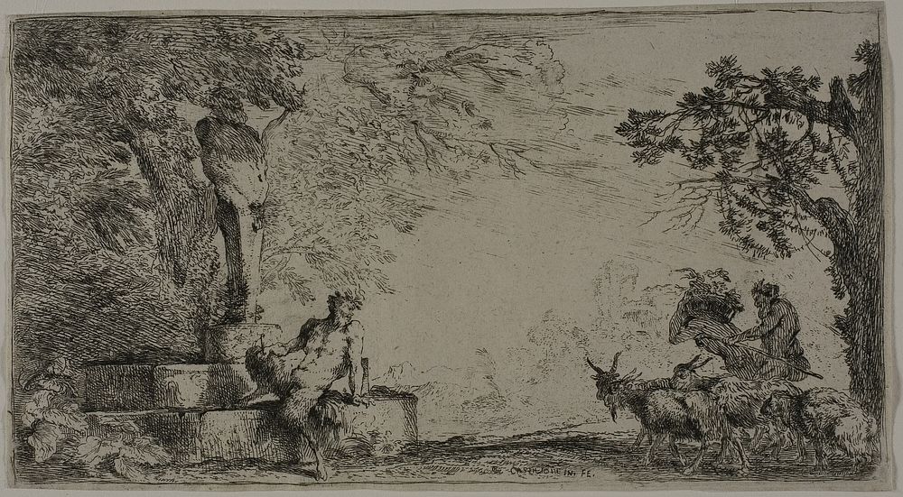 Satyr Resting beneath a Herm by Giovanni Benedetto Castiglione