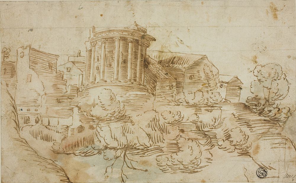View of Temple of Vesta, Tivoli by Giovanni Francesco Grimaldi