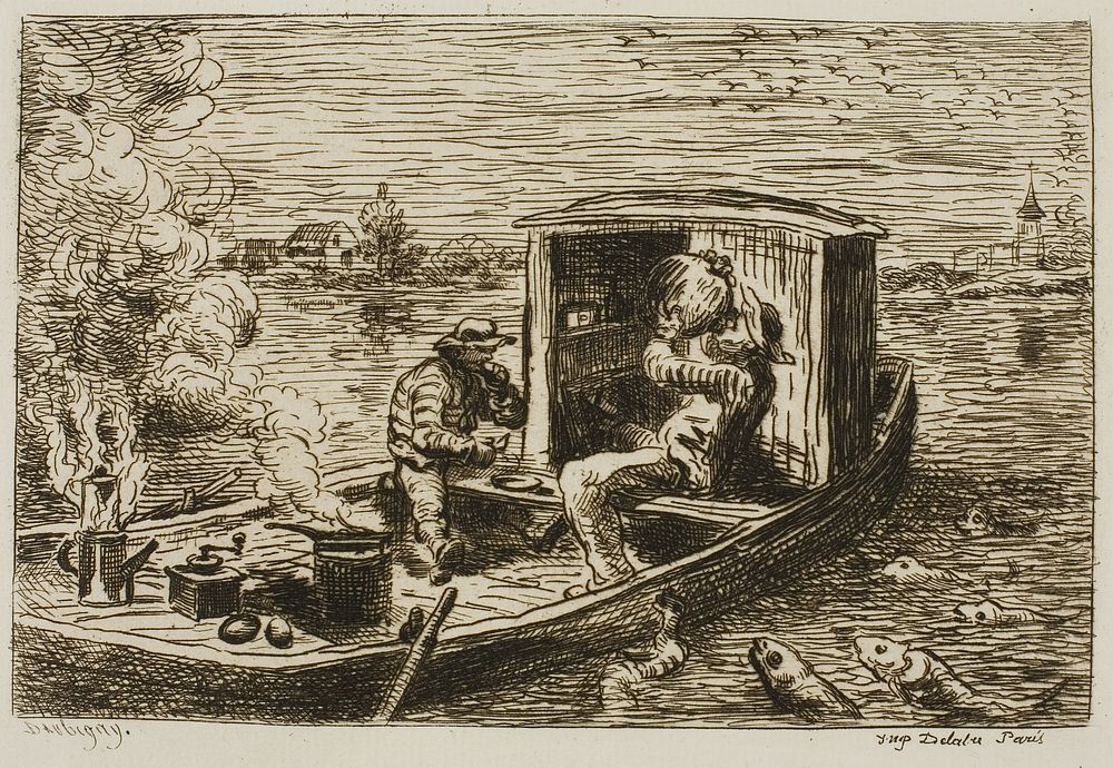 Swallowing (Meal on the Boat) by Charles François Daubigny