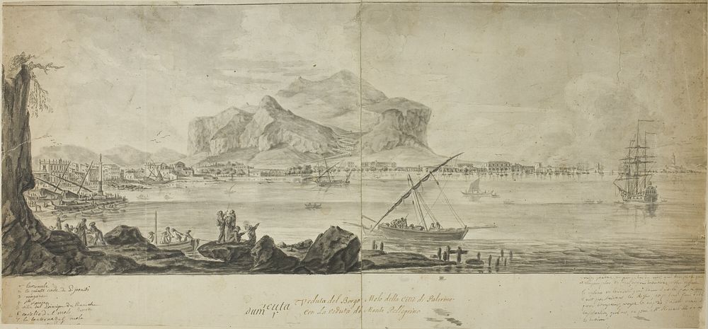View of the City and Harbor of Palermo with a View of Monte Pellegrino by Adrien Manglard