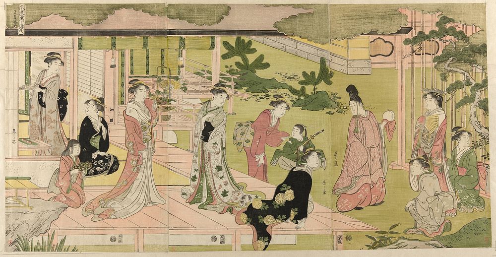 Wakana, Part 1 (Wakana, jo), from the series "A Fashionable Parody of the Tale of Genji (Furyu yatsushi Genji)" by Chôbunsai…